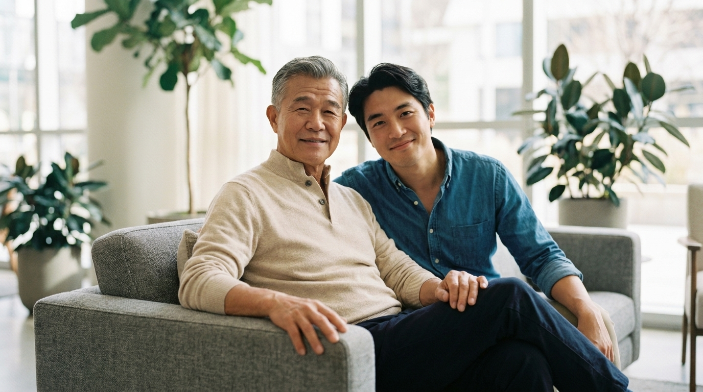가족과 함께 머무는 밝은 실내 커뮤니티 공간